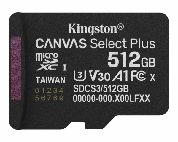 KINGSTON Memorijska kartica U3 V30 SDXC 512GB Canvas Select Plus G3 150R SDCS3 512GBSP