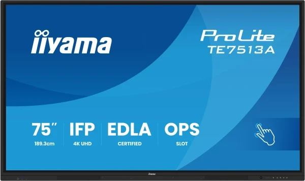Interaktivni ekran 75'' Iiyama TE7513A-B2AG IPS 3840x2160 Android 14 8ms HDMI DP