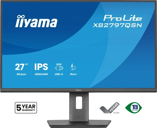 Monitor 27'' Iiyama XB2797QSN-B1 IPS 2560x1440 75Hz 1ms HDMI DP USB-C pivot
