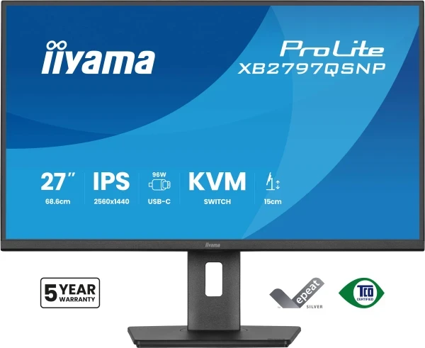 Monitor 27'' Iiyama XB2797QSNP-B1 IPS 2560x1440 75Hz 1ms HDMI DP USB RJ45 pivot