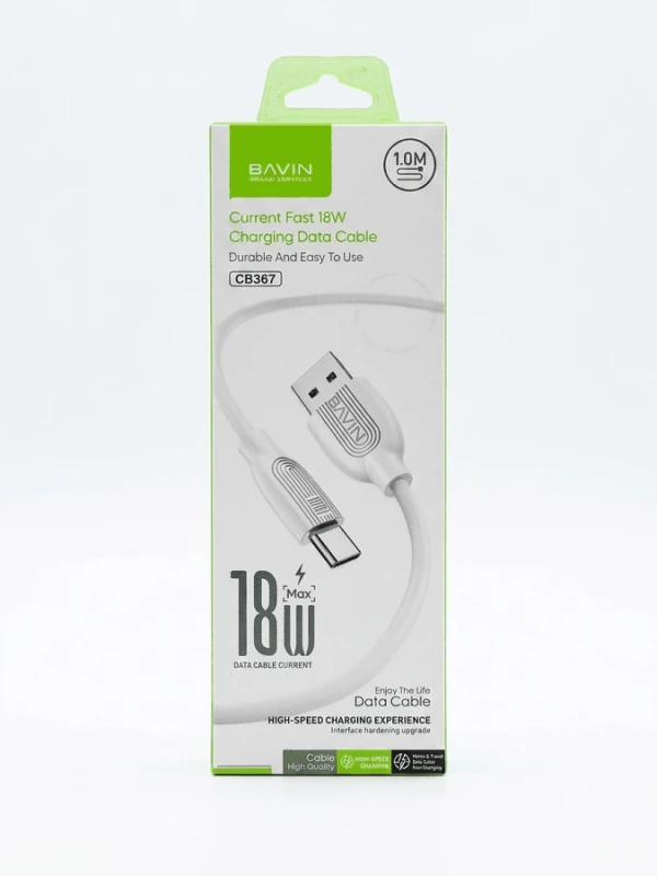 Bavin kabl 18W Type USB A na Type C 1m bela - CB367 ( 90147 )