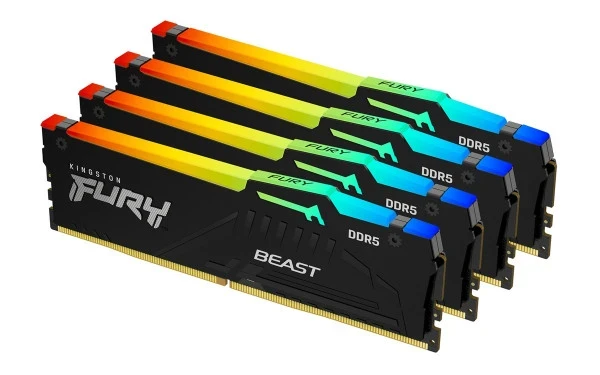 Memorija DDR5 64GB (4x16GB) 6000MT s Kingston Fury Beast RGB KF560C40BBAK4-64