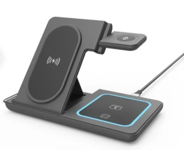TA-WPC31A-01-BK Gembird Sklopivi bežieni punjae 3 u 1, 15 W, Apple Watch, crni