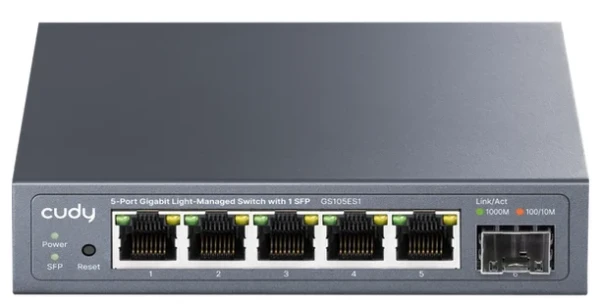 Cudy GS105ES1 V1.0 Switch Flash/ROM: 8 MB (64 Mbit) 1.25G SFP  Gigabit RJ45