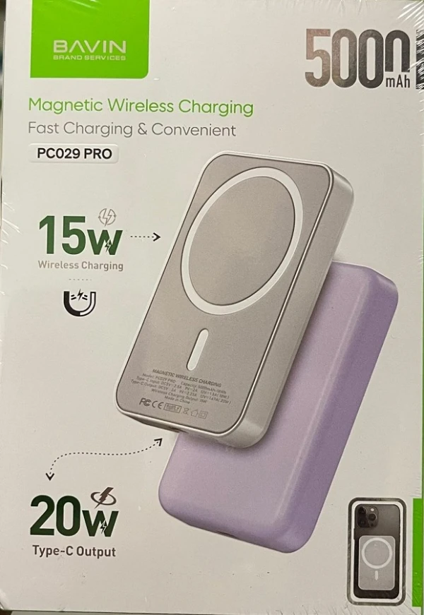 Bavin Power Bank 5000 mAh 15W Wireless + 20w Type C PC029 PRO bela ( 90339 )