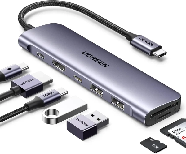 UGREEN Revodok CM195 (15214) 7-u-1 USB-C Hub 4K HDMI + SDTF – Space Gray