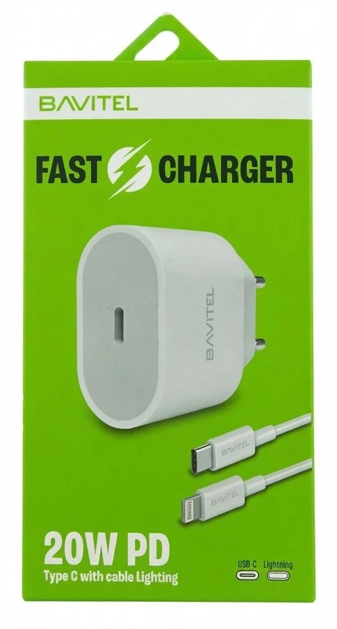 Bavitel punjač 20W PD Type C +kabl Type C/ Lightning bela ( 92015 )