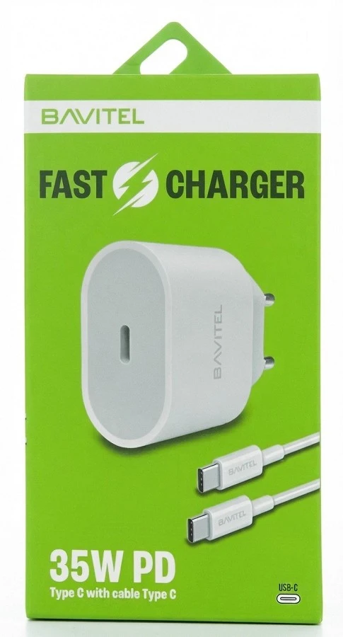 Bavitel brzi punjač 35W (za iPhone 15/16/17 PD )  Type C + kabl Type C bela ( 92020 )