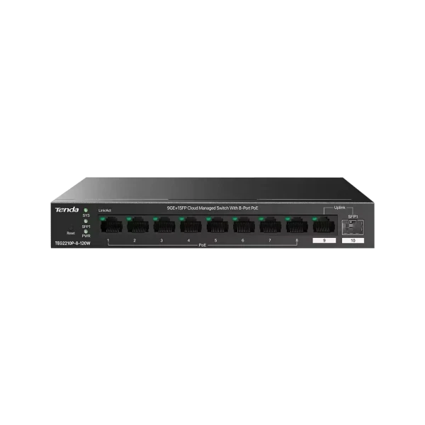 Svič 10 100 1000 9-port + 1SFP Tenda TEG2210P-8-120W 8-Port PoE