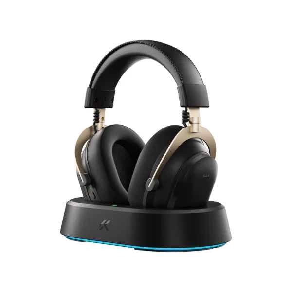 Bežične gaming slušalice MCHOSE V9 Turbo 60mm Tri-mode 2000mAh Black gold + Charging Dock RGB