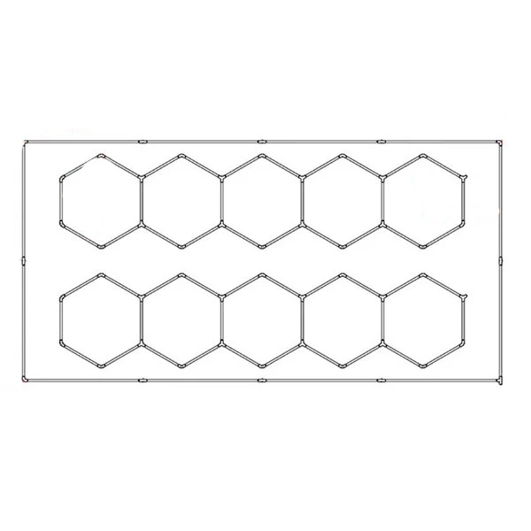 Hexagon Led tube 10 heads 6500K 632W lights tube:1200mm 12pcs+ 440mm 52pcs 100-110LM/W 