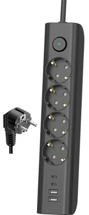 Kabl Elco 13404 5 mesta 2m 2xUSB 2xUSB-C prekidač prenaponska zaštita