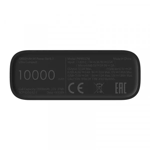 Prenosivi punjač XIAOMI Mi Power Bank 3 Ultra Compact10000mAhUSBx2, Micro USB, USB Type-Ccrna' ( 'BHR4412GL' ) 