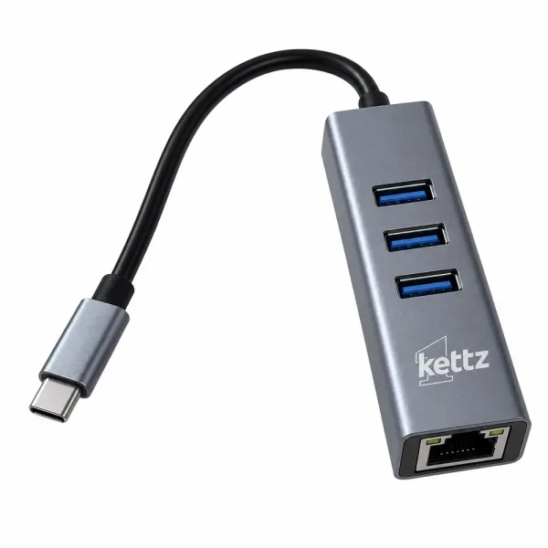 Kettz Type C Hub 4 in 1 KT-UC41 RJ45 Gigabit LAN + 3*USB