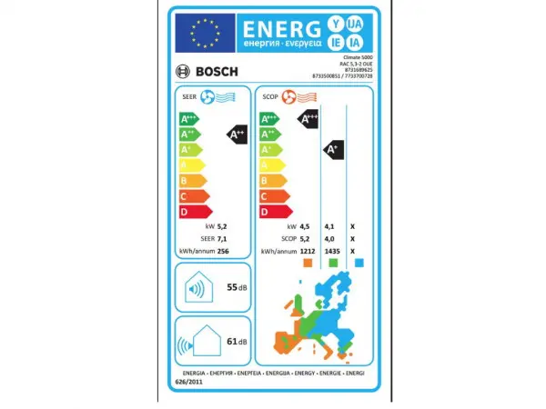 Klima BOSCH Climate 5000 BAC5-1832IA inverterA++A+R3218000BTUbela' ( 'BAC5-1832IA' ) 