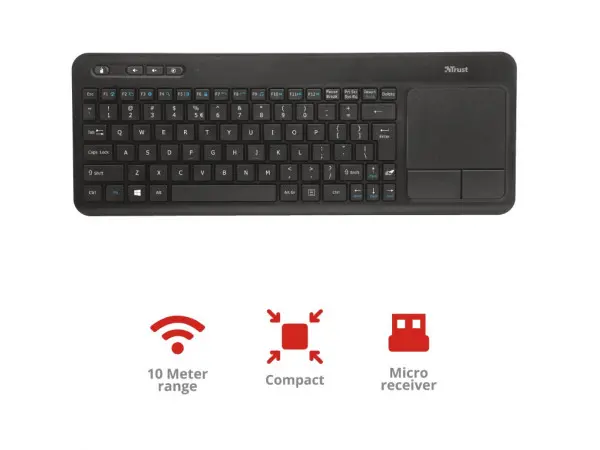 Tastatura TRUST Veza bežičnatouchpadsmart TVcrna' ( '20960' ) 