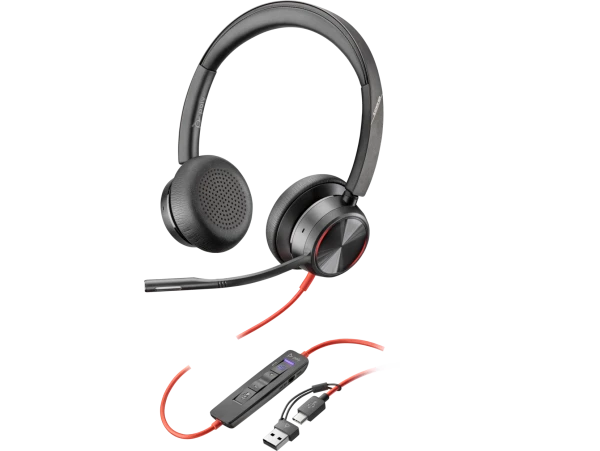 HP Poly Blackwire 8225 Stereo Microsoft Teams Certified USB-C Headset +USB-C/A Adapter, Black, 2yw ( 8X225AA ) 