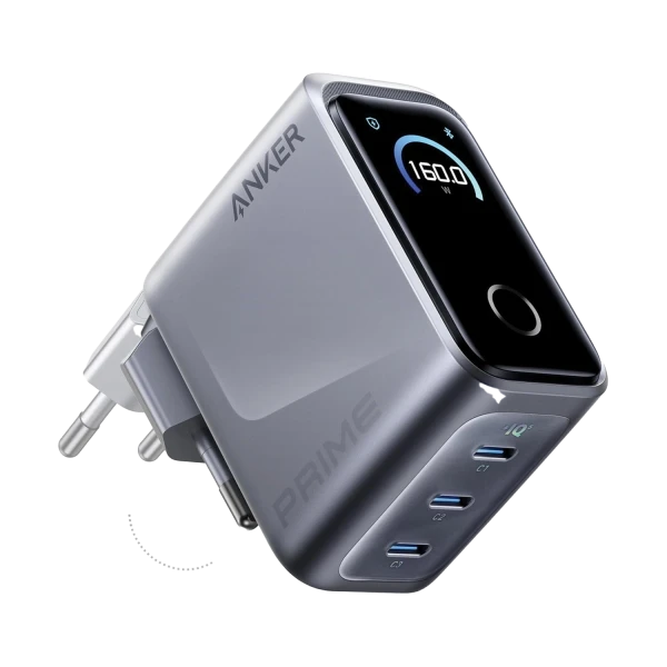 Anker Prime Charger (160W, 3 Ports, Smart Display)