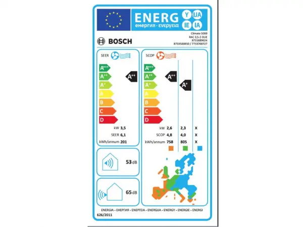Klima BOSCH Climate 5000 BAC5-1232IA inverterA++A+R3212000BTUbela' ( 'BAC5-1232IA' ) 