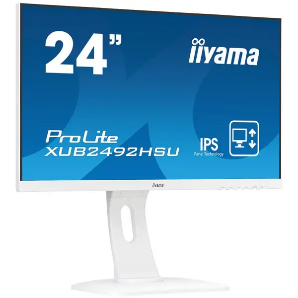 IIYAMA Monitor Prolite, 24'' WHITE, ETE ULTRA SLIM LINE , 1920x1080, ETE IPS-panel, 13cm Height Adj. Stand, Pivot, 250 cdm˛, Speakers, VGA, 