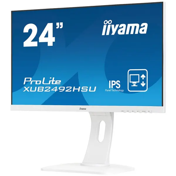 IIYAMA Monitor Prolite, 24'' WHITE, ETE ULTRA SLIM LINE , 1920x1080, ETE IPS-panel, 13cm Height Adj. Stand, Pivot, 250 cdm˛, Speakers, VGA, 