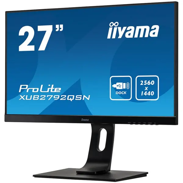 IIYAMA Monitor 27'' ETE IPS-panel, 2560x1440, USB-C Dock (65W, LAN, DP-OUT, USB3.0x2) 13cm Height Adj. Stand, Pivot, 4ms, 350 cdm˛, Speakers