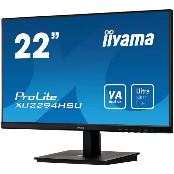 IIYAMA Monitor Prolite, 21,5'' ULTRA SLIM LINE VA-panel, 1920x1080, 250cdm˛, Speakers, VGA, HDMI, DisplayPort, 4ms, USB 2x2.0 ( XU2294HSU-B1