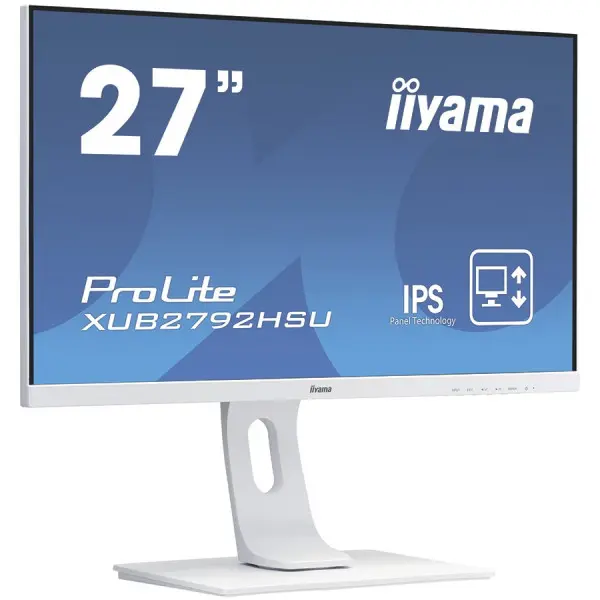 Iiyama 27'' WHITE ULTRA SLIM LINE , 1920x1080, IPS-panel, 250 cdm˛, 13cm Height Adj. Stand, Speakers, VGA, HDMI, DisplayPort, 4ms, USB-HUB 2