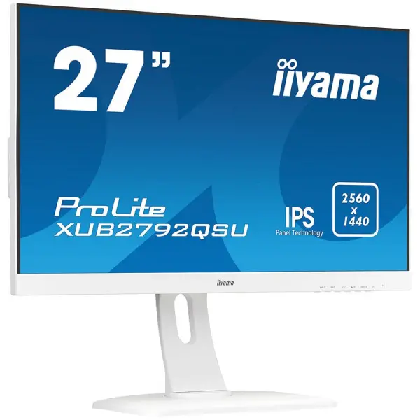 IIYAMA Monitor Prolite, 27'' WHITE, ETE ULTRA SLIM LINE, 2560x1440 WQHD, IPS, 5ms,  FreeSync, 13cm height adj. stand, 350cdm˛, VGA, HDMI, Di
