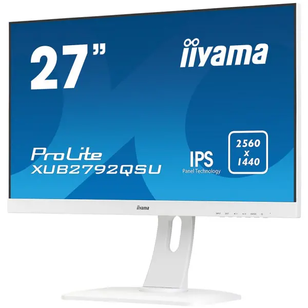 IIYAMA Monitor Prolite, 27'' WHITE, ETE ULTRA SLIM LINE, 2560x1440 WQHD, IPS, 5ms,  FreeSync, 13cm height adj. stand, 350cdm˛, VGA, HDMI, Di