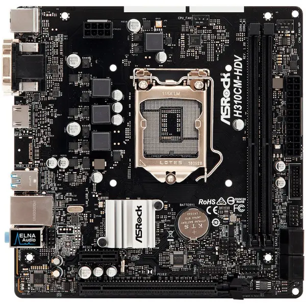 ASROCK Main Board Desktop H310CM-HDV (S1151, 2xDDR4,1xPCIe x16,1xPCI Ex1, 4 SATA3 ,GLAN,VGA,DVI,HDMI,USB 3.1 ) mATX retail ( H310CM-HDV ) 