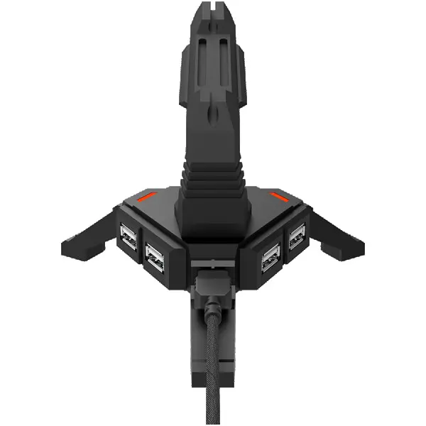 2 in 1 Gaming Mouse Bungee stand and USB 2.0 hub, 4 USB hub, 1.5m mircro to USB braided cable, Weighted design with non-slip grip, LED ligh