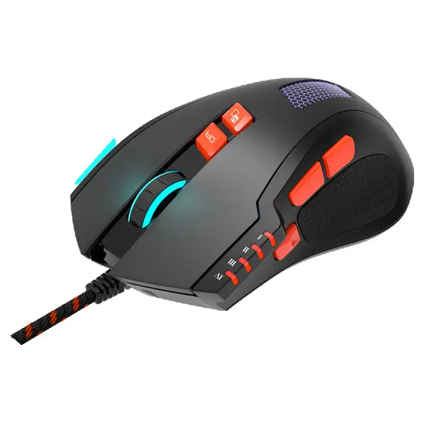Wired Gaming Mouse with 8 programmable buttons, sunplus optical 6651 sensor, 4 levels of DPI default and can be up to 6400, 10 million time