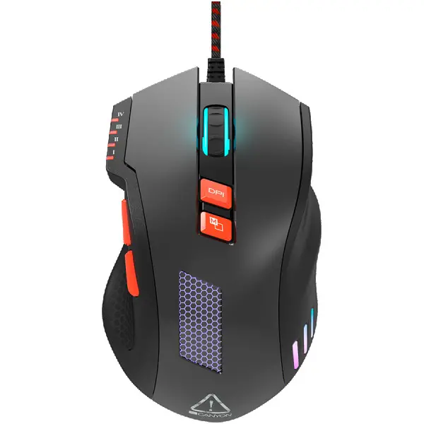 Wired Gaming Mouse with 8 programmable buttons, sunplus optical 6651 sensor, 4 levels of DPI default and can be up to 6400, 10 million time