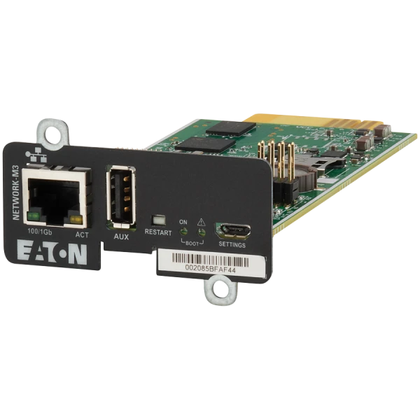 Eaton Network Managment Card - M3; WebSNMP communications; Ethernet 101001000BaseT; For UPS: 5P, 5PX, 5PX G2, 5SC Rack, 9PX, 9PXM, 9SX, 913