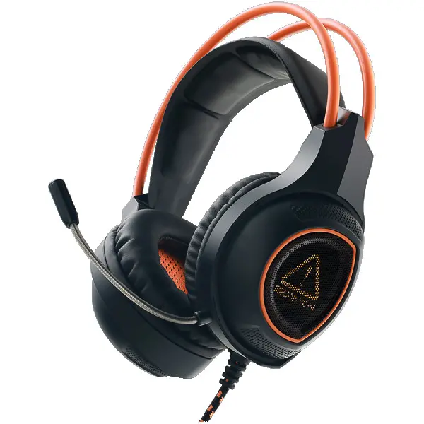 Canyon Gaming headset with 7.1 USB connector, adjustable volume control, orange LED backlight, cable length 2m, Black, 182*90*231mm, 0.336k