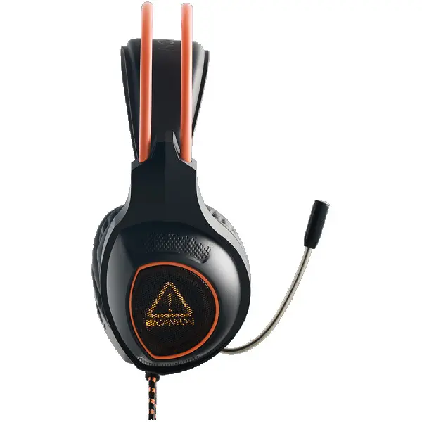 Canyon Gaming headset with 7.1 USB connector, adjustable volume control, orange LED backlight, cable length 2m, Black, 182*90*231mm, 0.336k