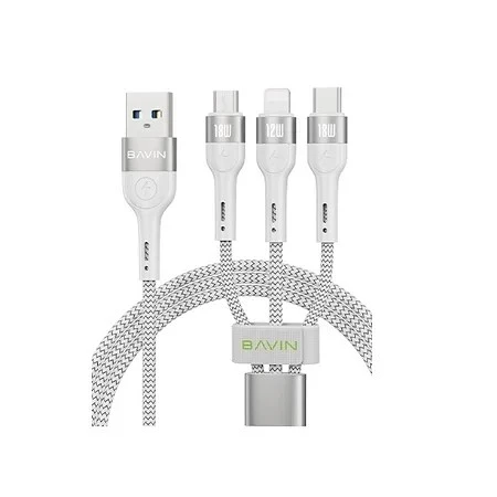 Bavin kabl 18W 3 in 1 Micro, type-C, lightning siva - CB365 ( 90140 )