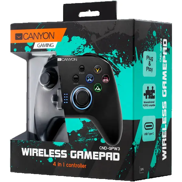 CANYON GP-W3 2.4G Wireless Controller with built-in 600mah battery,1M Type-C cha