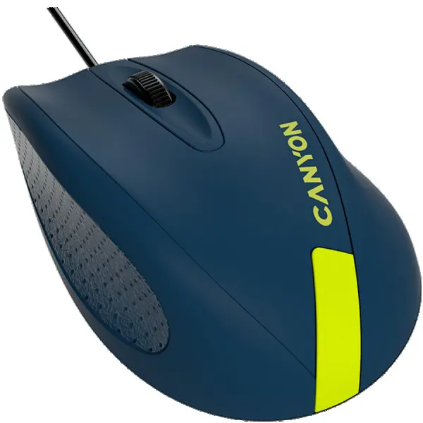 Wired Optical Mouse with 3 keys, DPI  1000 With 1.5M USB cable,Blue-Yellow ,size 68*110*38mm,weight:0.072kg ( CNE-CMS11BY ) 