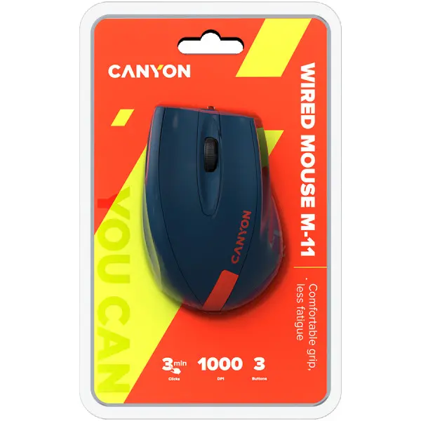 Wired Optical Mouse with 3 keys, DPI 1000 With 1.5M USB cable,Blue-Red,size 68*110*38mm,weight:0.072kg ( CNE-CMS11BR ) 