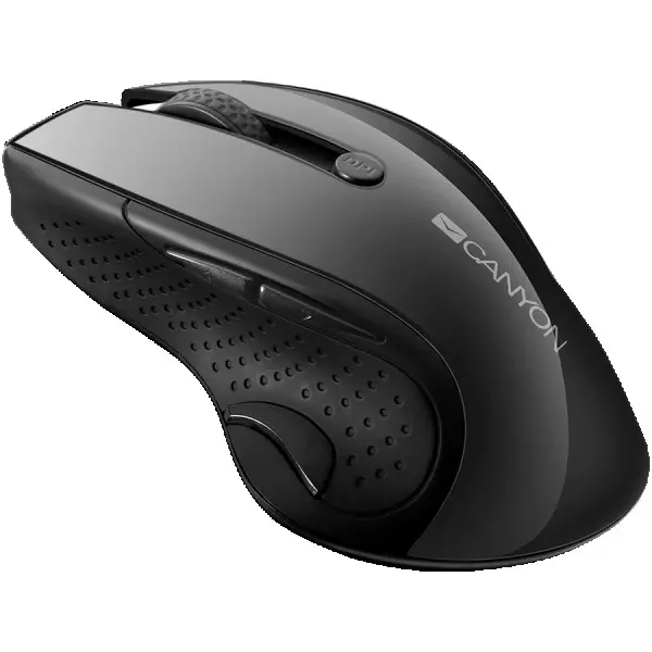 CANYON MW-01 2.4GHz wireless mouse with 6 buttons, optical tracking - blue LED, DPI 100012001600, Black pearl glossy, 113x71x39.5mm, 0.07kg