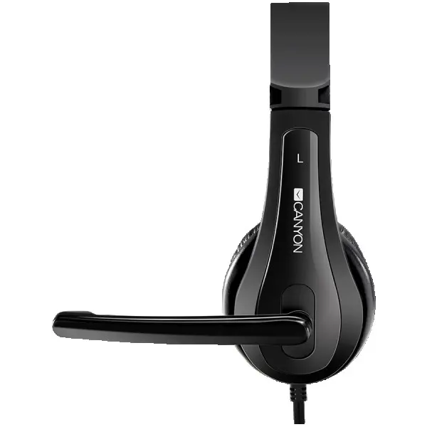 CANYON HSC-1 basic PC headset with microphone, combined 3.5mm plug, leather pads, Flat cable length 2.0m, 160*60*160mm, 0.13kg, Black ( CNS