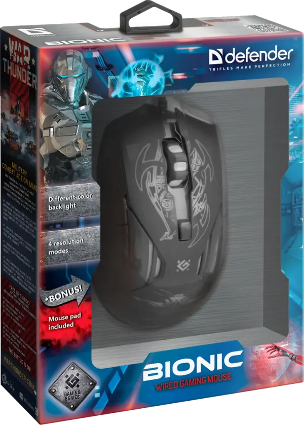 Miš Defender Bionic GM-250L žični USB, Gaming Crni
