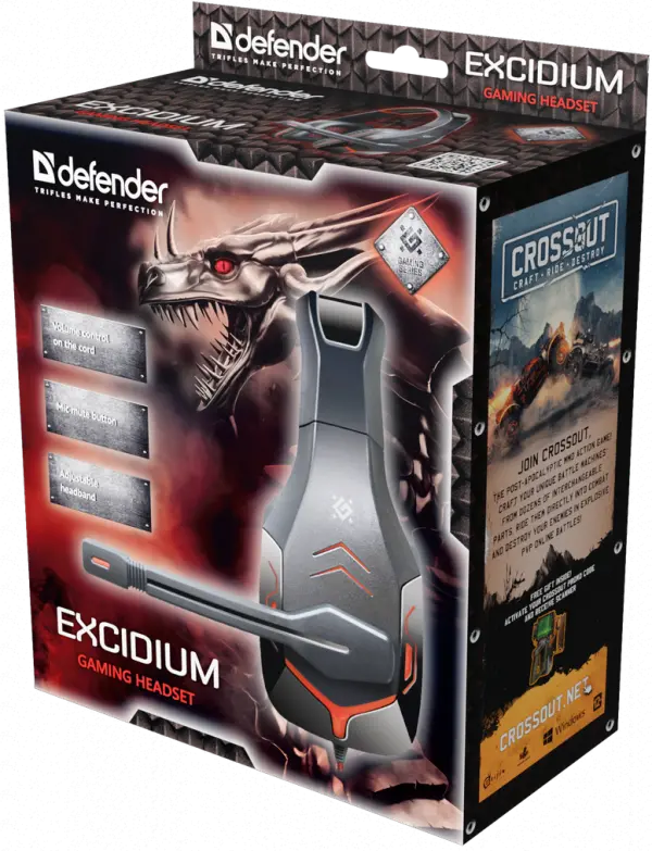 Slušalice Defender Excidium gejmerske, crno-crvene