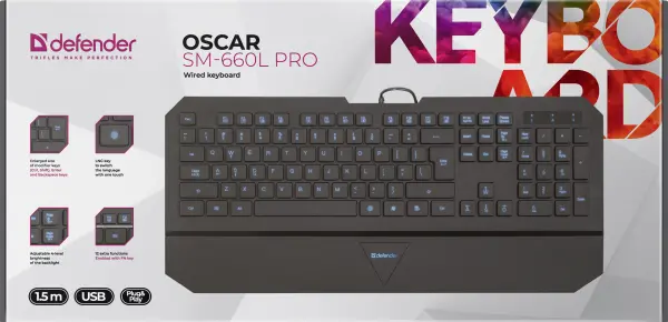 Tastatura Defender Oscar SM-660L Pro US Black 4backlight