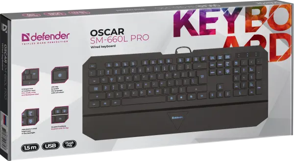 Tastatura Defender Oscar SM-660L Pro US Black 4backlight