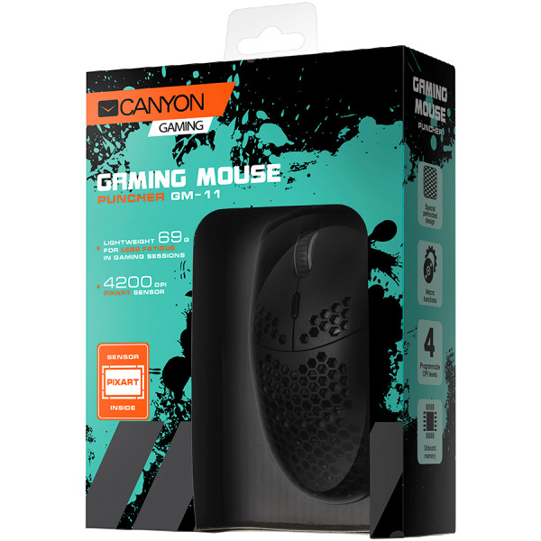 CANYON,Gaming Mouse with 7 programmable buttons, Pixart 3519 optical sensor, 4 levels of DPI and up to 4200, 5 million times key life, 1.65 (2)