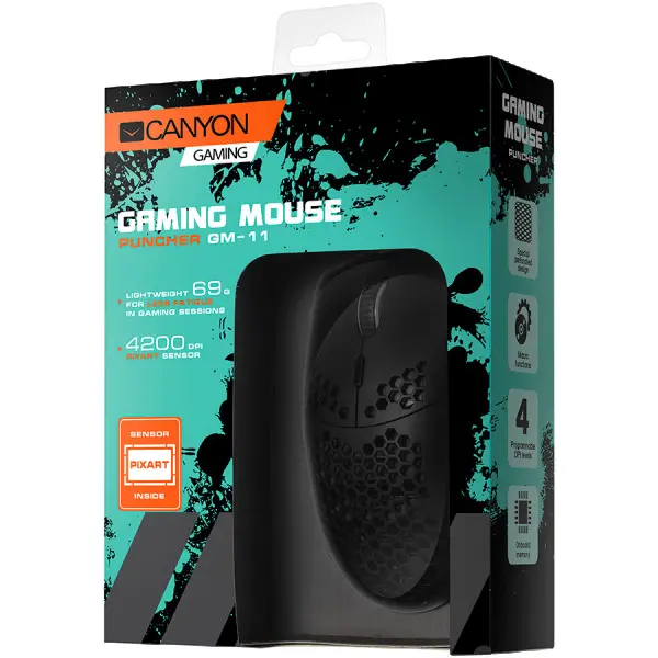 CANYON,Gaming Mouse with 7 programmable buttons, Pixart 3519 optical sensor, 4 levels of DPI and up to 4200, 5 million times key life, 1.65 (2)