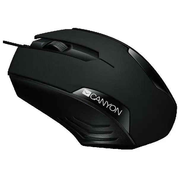 CANYON wired optical Mouse with 3 buttons, DPI 1000, Black,  cable length 1.25m, 120*70*35mm, 0.07kg ( CNE-CMS02B ) 